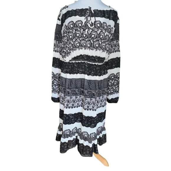 Kardashian Kollection Lace Print Sheer Dress-Size Medium Long Sleeve Floral - Picture 1 of 8